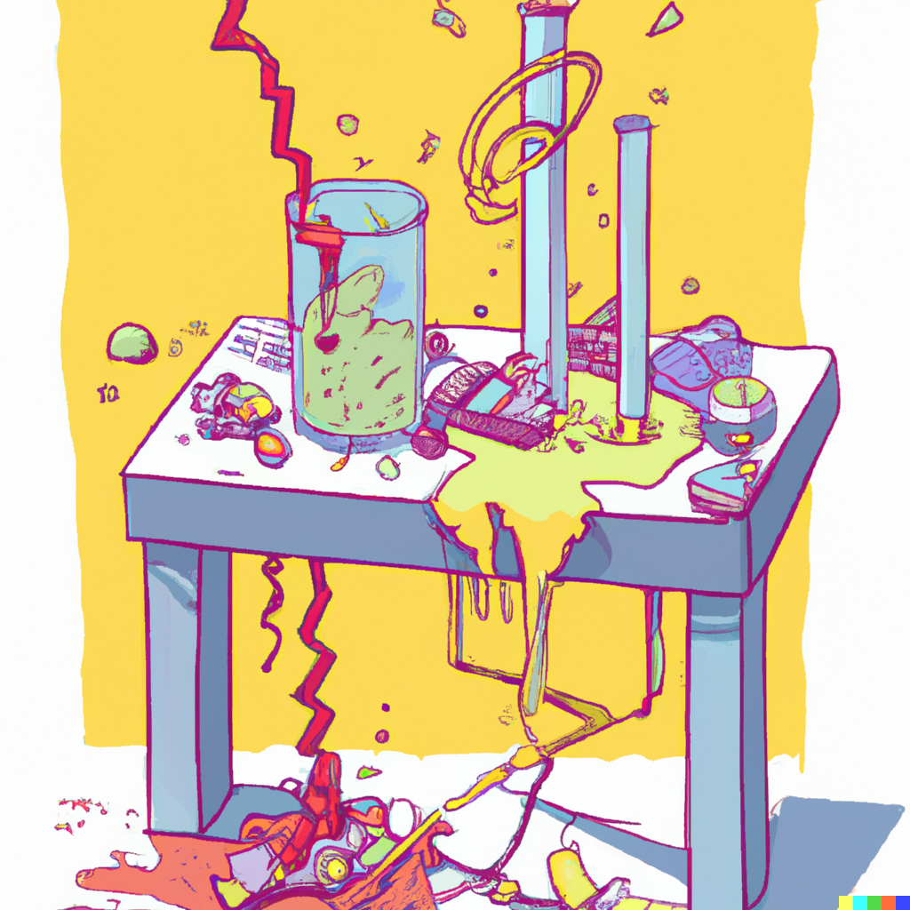 Chaotic and messy science lab table image